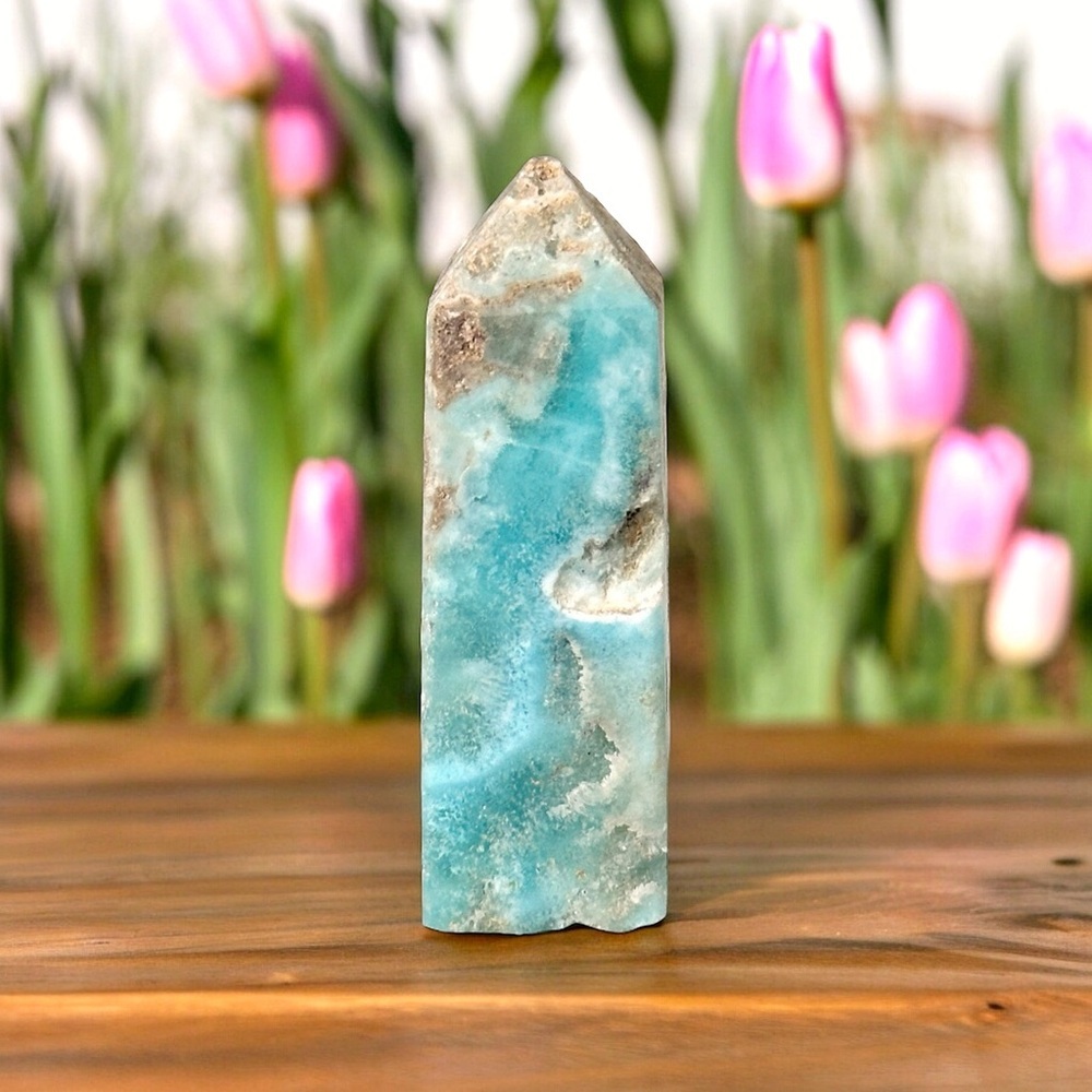 Hemimorphite STUNNING Caribbean Blue Raw Druzy Tower